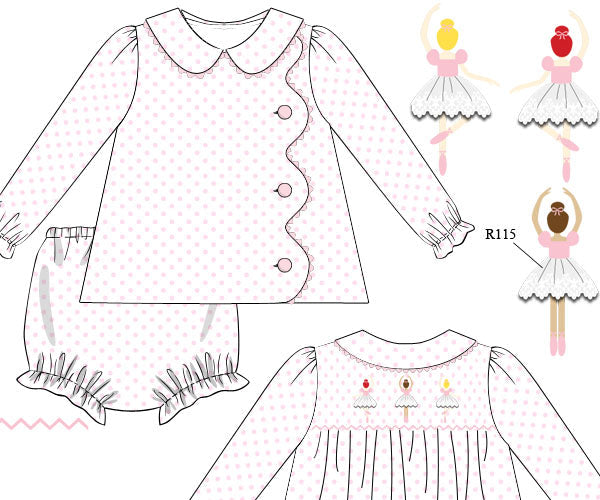 Pre Order 22: Lily's Dancers Diaper Set (Dress Length 4T-6)
