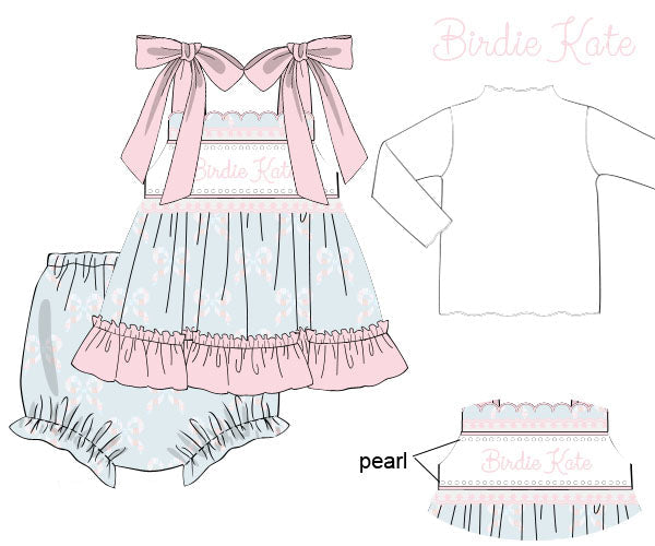 Pre Order 22: Patchwork Bows Diaper Set (Dress Length 4T-6)