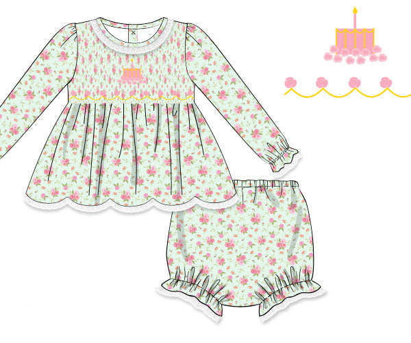 Pre Order 22: Floral Party Diaper Set (Dress Length 4T-6)