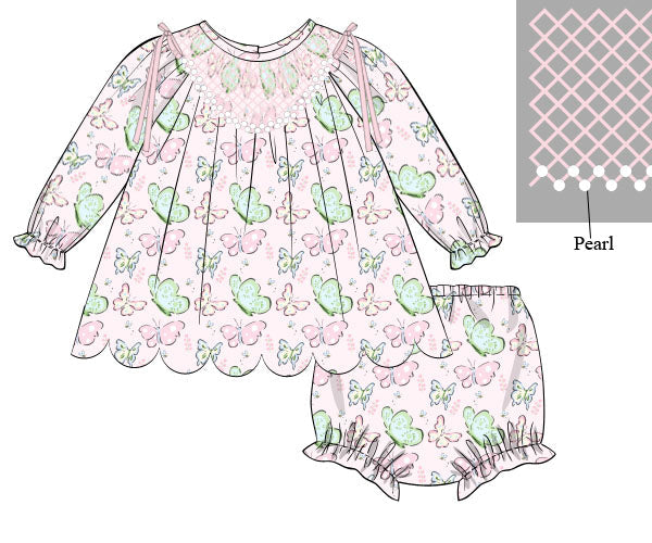 Pre Order 22: Flutter & Bloom Diaper Set (Dress Length 4T-6)