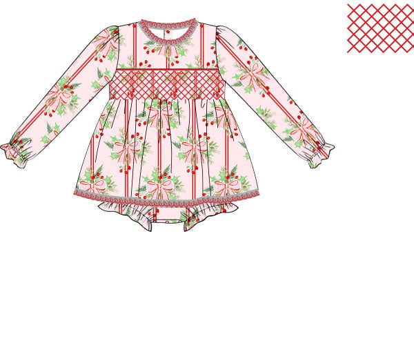 Pre Order 21: Holly Bows Skirted Bubble