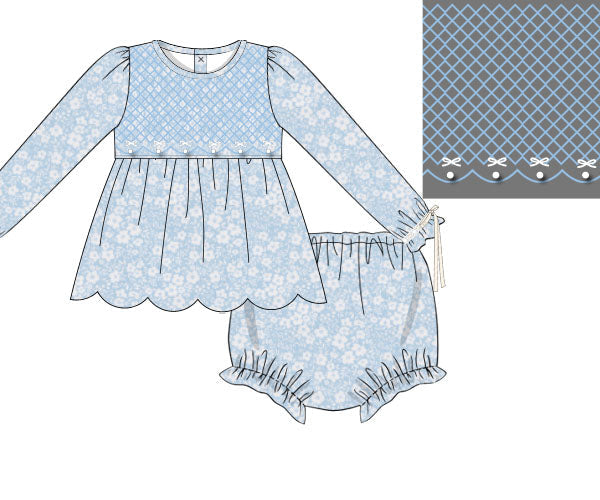 Pre Order 22: Wildflower Diaper Set (Dress Length 4T-6)