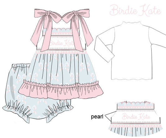 Pre Order 22: Patchwork Bows Diaper Set (Dress Length 4T-6)