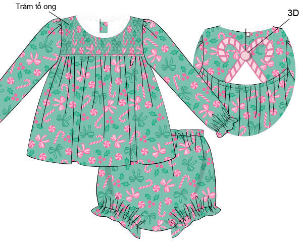 RTS: Candy Cane Lane Diaper Set (Dress Length 4T-6)
