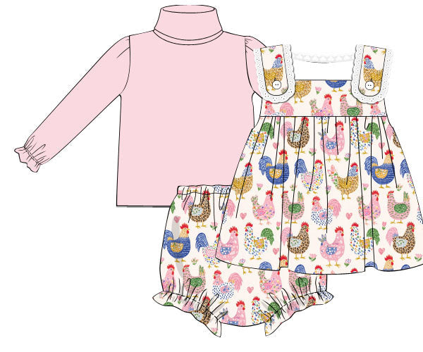 Pre Order 22: On The Farm Bubble Diaper Set (Dress Length 4T-6)