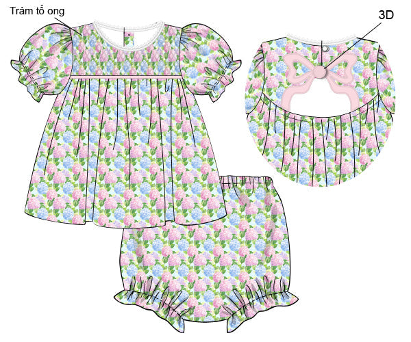 RTS: Hydrangea Haven Diaper Set (Dress Length 4T-6)