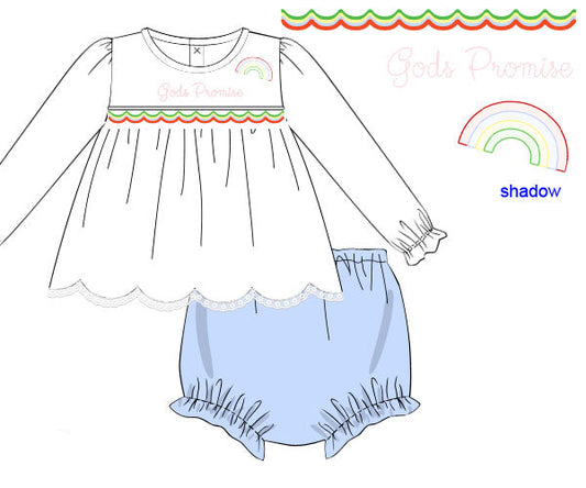 Pre Order 22: God's Promise Diaper Set (Dress Length 4T-6)