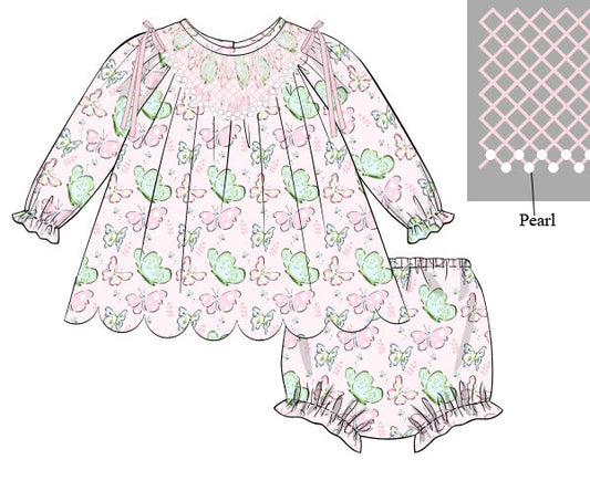Pre Order 22: Flutter & Bloom Diaper Set (Dress Length 4T-6)