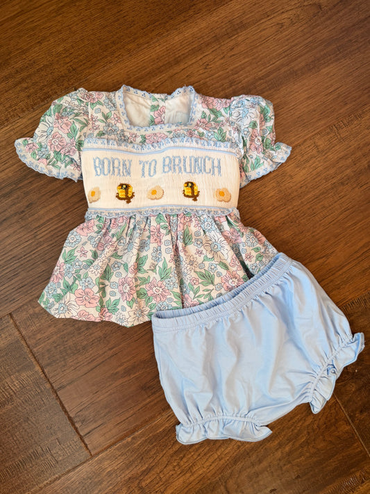 RTS: Born to Brunch Girl Diaper Set (Dress Length 4t-6)