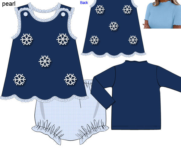 Pre Order 21: Pearl Snowflake Diaper Set