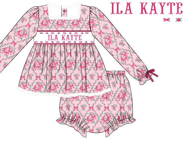 RTS: Pink Christmas Diaper Set (Dress Length 4T-6) GIRLY GIRL